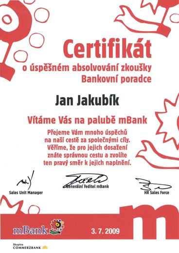 Certifikát mBank (2009)